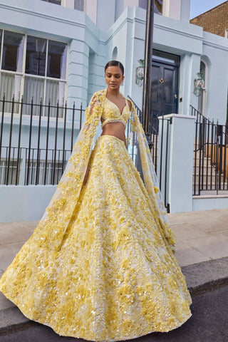 Yellow Floral Lehenga Set