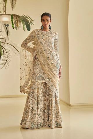 Nude Floral Sharara Set