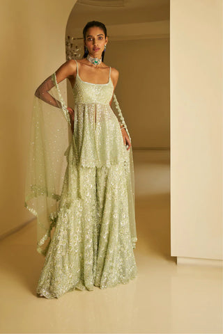 Mint Green Sequin Sharara Set