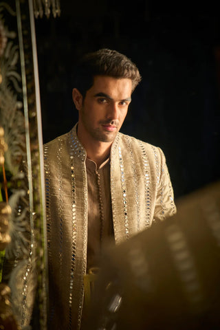 Coffee Mirror Sherwani Set