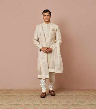 IVORY RAWSILK ARMAAN EMBROIDERED SHERWANI SET