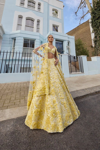 Yellow Floral Lehenga Set