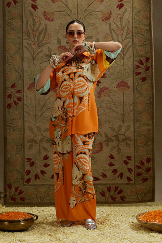 ORANGE MASK PRINT COORD SET