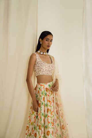 Ivory Printed lehenga Set