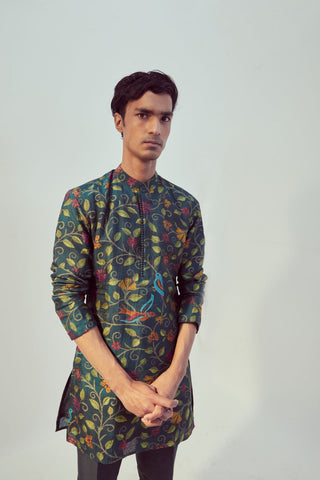 Teal Kurta Set For Men