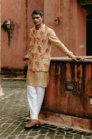 Biscuit brown kurta bandi set