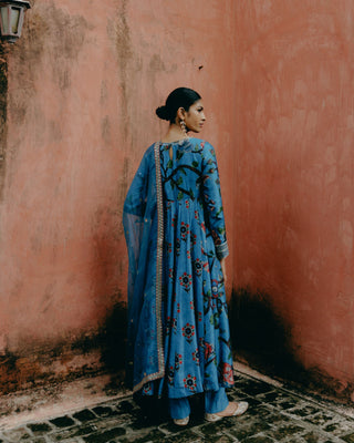 Azure blue anarkali