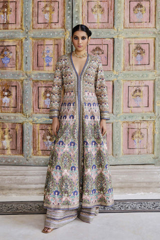 Krandasi Embroidered Zardozi Jacket Set - Blush