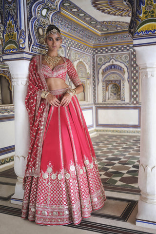 Tarangini Gota Patti Silk Lehenga - Red