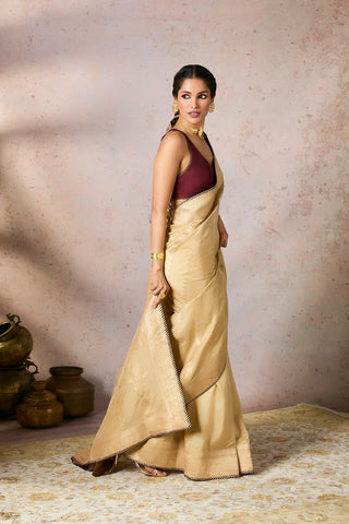 Beige Jacquard Saree