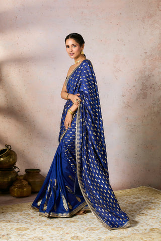 Blue Whispering Lily Crush Saree