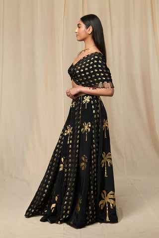 Black Wallflower Lehenga Set