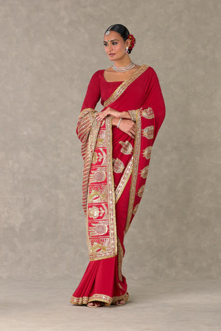 Red Son-Patti Saree w/o Salwar & Veil