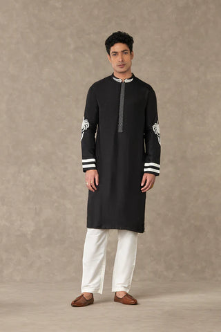 Black Shajara Kurta With Pants