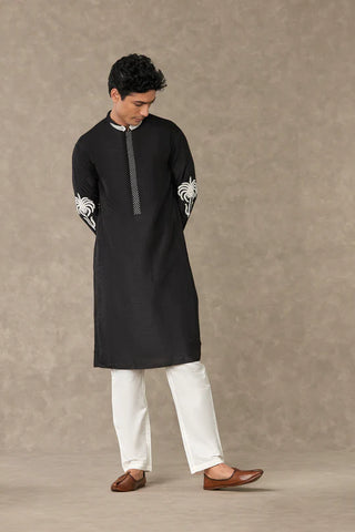 Black Shajara Kurta With Pants