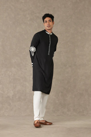 Black Shajara Kurta With Pants