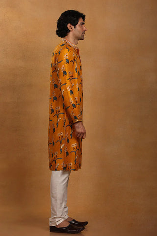 Mustard Spring Blossom Kurta With Pants