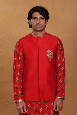 Red Embroidered Bandi