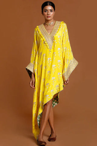 Lemon Yellow Periwinkle Kaftan