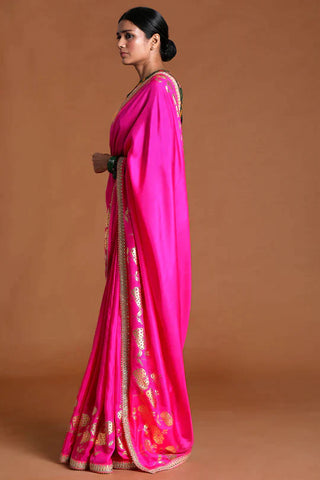 Hot Pink Moon Flower Saree - Ready to Ship