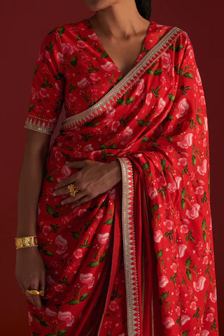 Red Rain Lily Saree