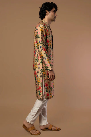 Oatmeal Autumn Bouquet Kurta With Pants