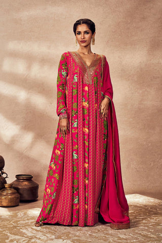 Pink Tropical Rhapsody Anarkali