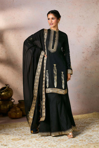 Black Whispering Lily Sharara Set