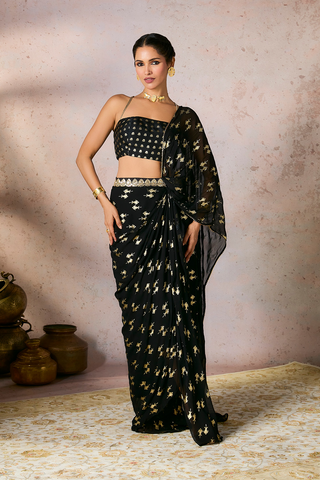 Black Mystic Drape Saree