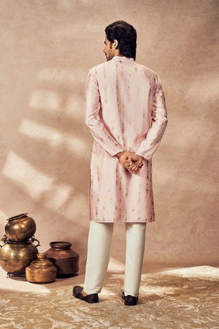 Baby Pink Tribal Pillar Kurta With Pink Pants