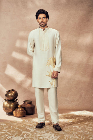 Ivory Palm Blooms Kurta With Pants