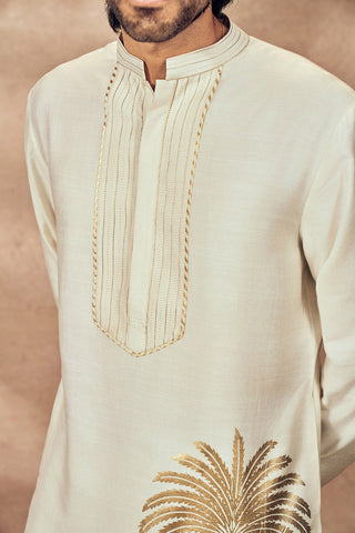 Ivory Palm Blooms Kurta With Pants