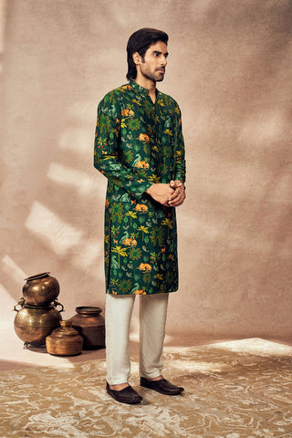 Green Tropical Rhapsody Kurta With Green Pants