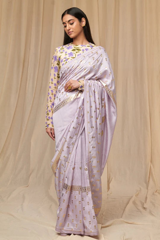 Buy LG Women Purple Floral Art Silk Kanjivaram Saree with Unstitched Blouse  Piece Online at Best Prices in India - JioMart.