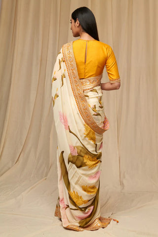 Ivory Floral Fantasy Saree