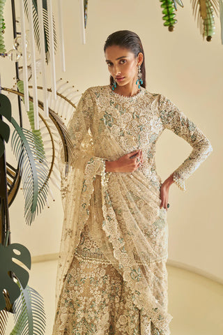 Nude Floral Sharara Set