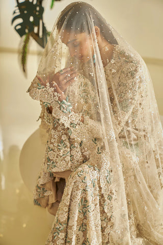 Nude Floral Sharara Set