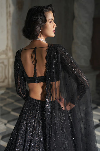 Black Sequin Lehenga Set