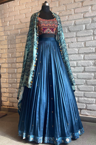 Indigo Lehenga – Cape set