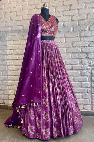 Purple Floral Lehenga