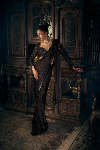 Black Stitched Saree