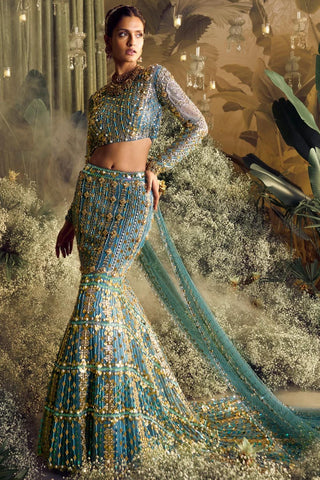 SOPHIE - BLUE MERMAID LEHENGA SET