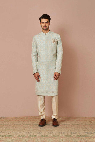 PASTEL BLUE RAWSILK ARMAAN SHERWANI SET