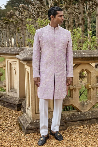 Mauve Pearl Short Sherwani Set