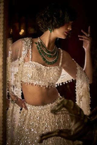 White Sequin Lehenga Set