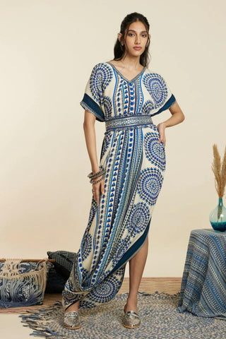 BLUE BIG BUTTA DRAPE DRESS