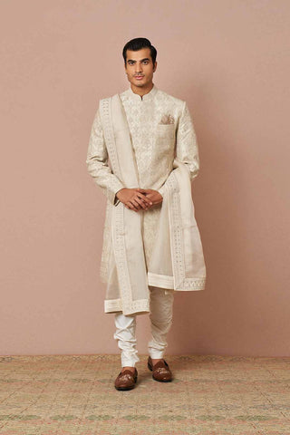 IVORY RAWSILK ARMAAN EMBROIDERED SHERWANI SET