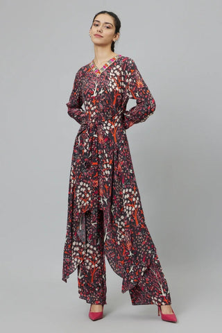 CONCRETE JUNGLE PRINT FRONT TIE UP TUNIC SET