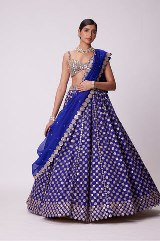 Persian Blue Flower Lehenga Set