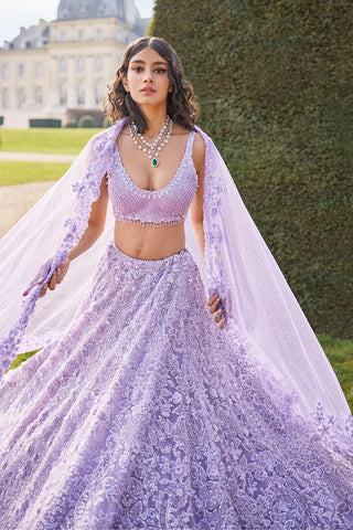 Mauve Sequin Lehenga Set